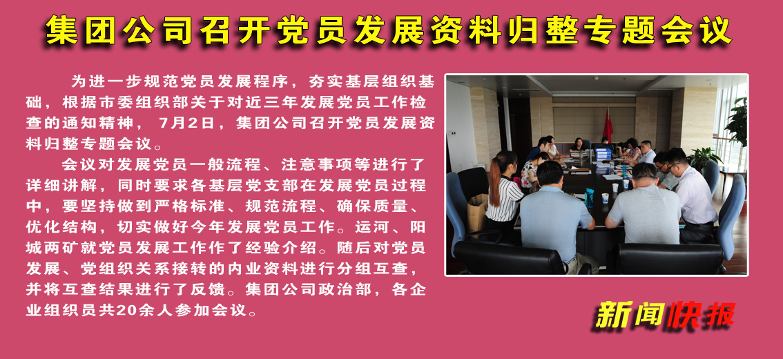 【图文】集团公司召开党员发展资料归整专题会议